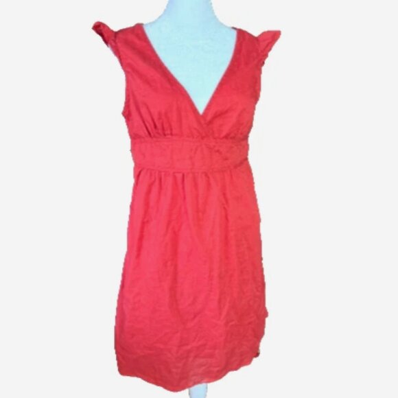 Vintage Y2K Old Navy Orange Gauze V-Neck Sleeveless Mini Sundress Women’s Small - Picture 1 of 7